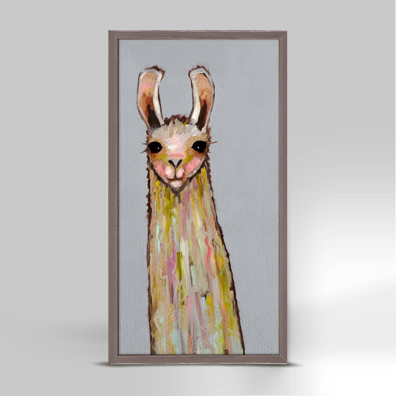 Baby Llama on Gray Mini Print 5"x10"