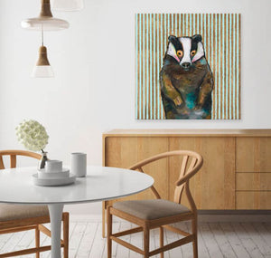 Badger In Stripes - Canvas Giclée Print