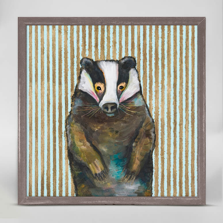 Badger with Gold Stripes Mini Print 6"x6"