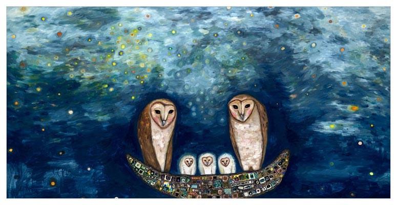 Barn Owl Treasure Nest - Canvas Giclée Print
