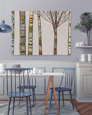 Birch Tree Branches on Light Grey - Canvas Giclée Print