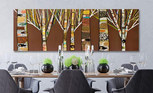 Birch Tree Forest in Chocolate Brown - Canvas Giclée Print