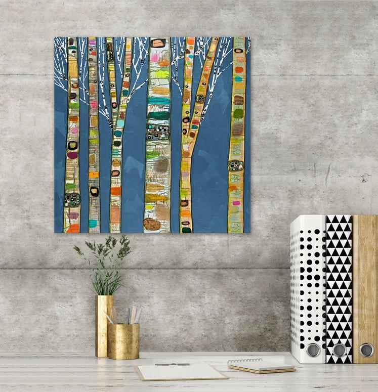 Birch Trees on Cobalt - Canvas Giclée Print
