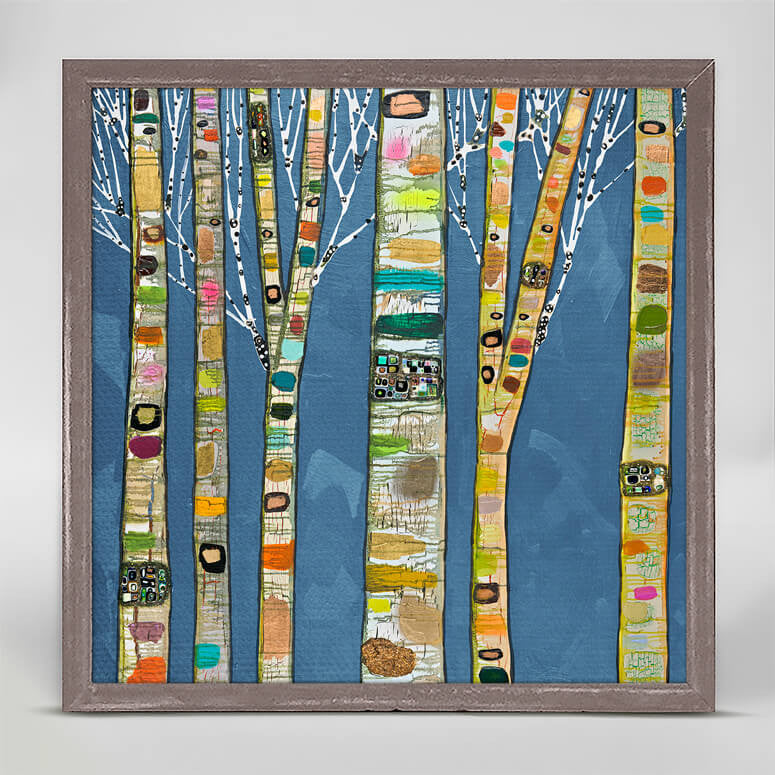 Birch Trees on Cobalt Mini Print 6"x6"