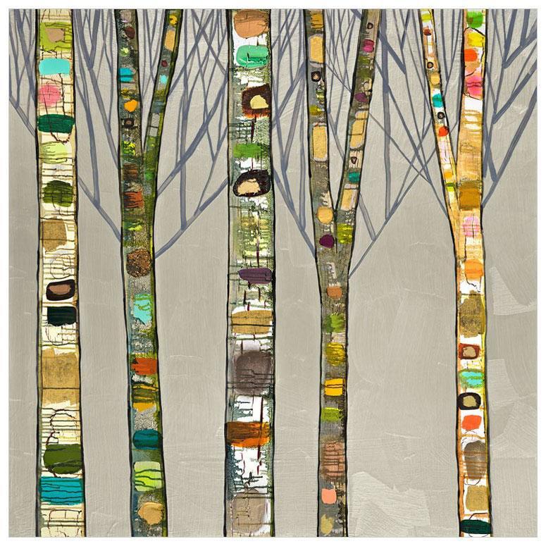 Birch Trees on Silver - Canvas Giclée Print