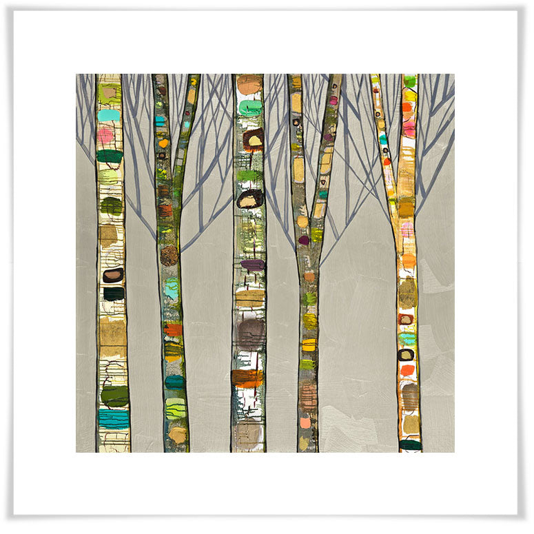 Birch Trees on Silver - Paper Giclée Print