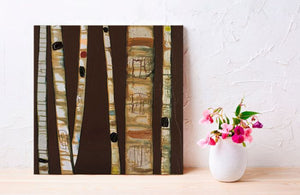 Birch Trunks on Chocolate - Canvas Giclée Print