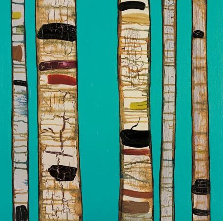 Birch Trunks on Sky Blue - Canvas Giclée Print