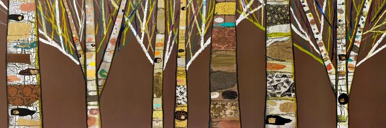 Birch Tree Forest in Chocolate Brown - Canvas Giclée Print