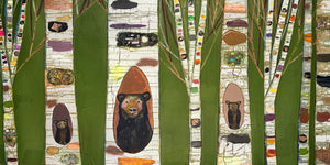 Black Bear Birch Tree Forest - Canvas Giclée Print