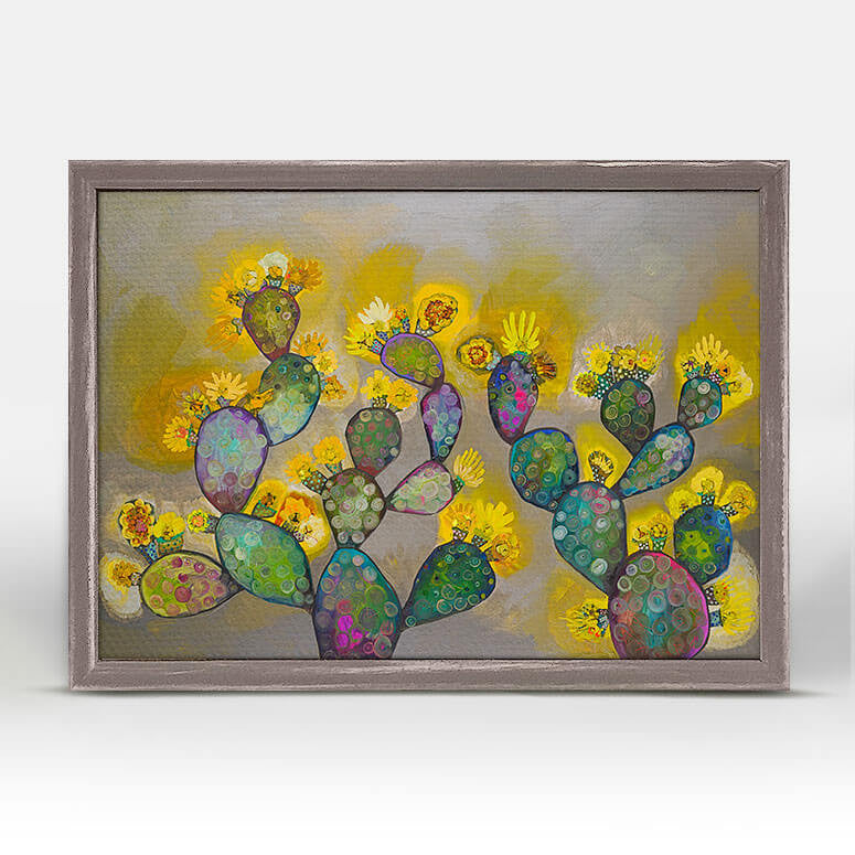 Blooming Prickly Pears - Yellow and Gray Mini Print 7"x5"