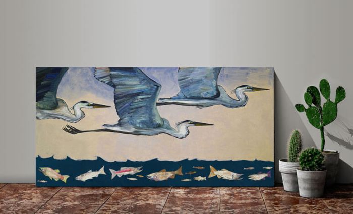 Blue Herons Fishing Trip - Canvas Giclée Print