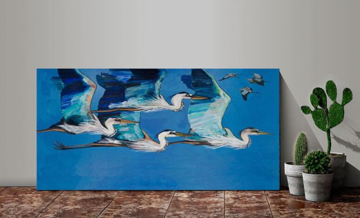 Blue Herons in Flight - Canvas Giclée Print