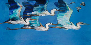 Blue Herons in Flight - Canvas Giclée Print