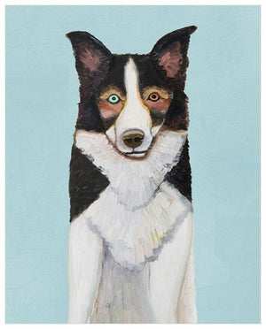 Border Collie in Sky Blue - Canvas Giclée Print