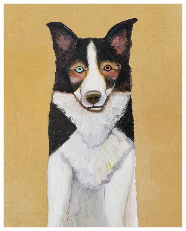 Border Collie in Butter Yellow - Canvas Giclée Print