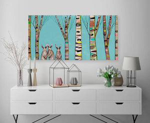 Bunnies in the Woods - Canvas Giclée Print