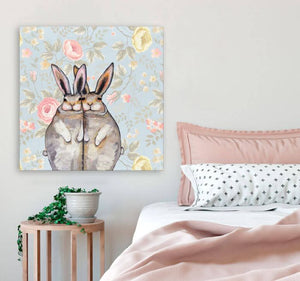 Cuddle Bunnies in Floating Flowers - Canvas Giclée Print