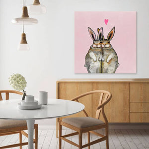 Cuddle Bunnies in Love - Canvas Giclée Print
