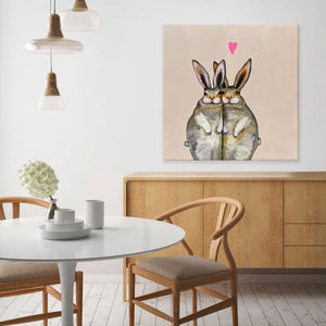 Cuddle Bunnies in Cream - Canvas Giclée Print