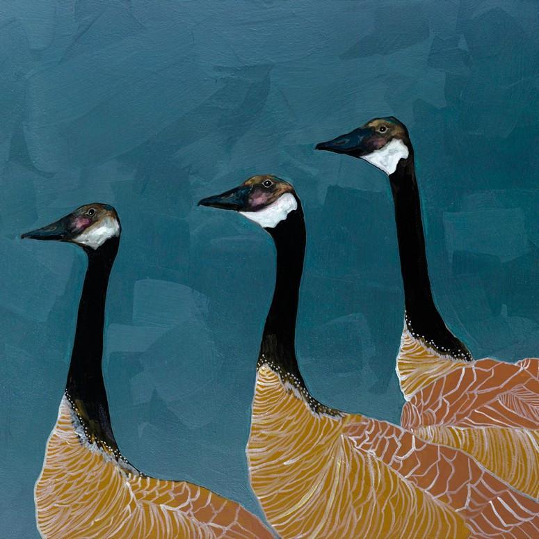 Canadian Geese in Blue - Canvas Giclée Print