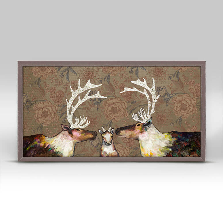 Caribou Family - Floral Mini Print 10"x5"