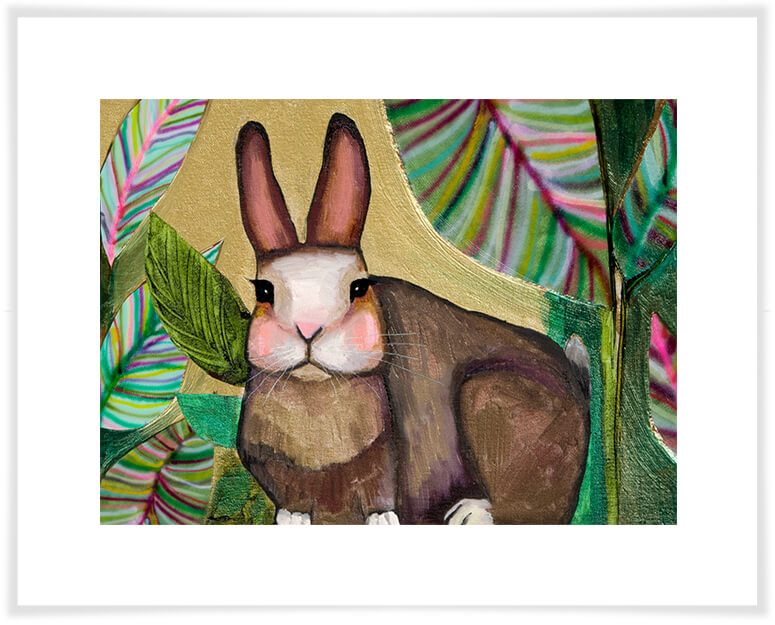 Bunny In The Leaves - Paper Giclée Print