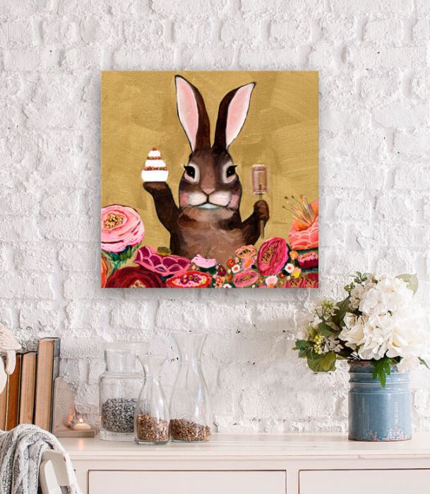 Bunny With Sweets - Canvas Giclée Print