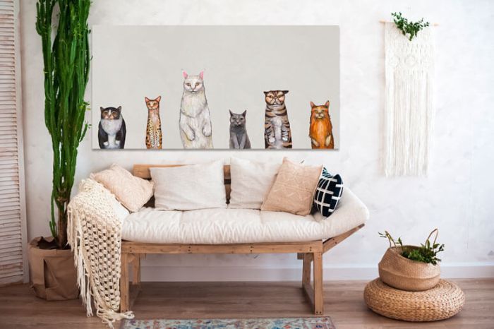 Cats Cats Cats in Gray - Canvas Giclée Print