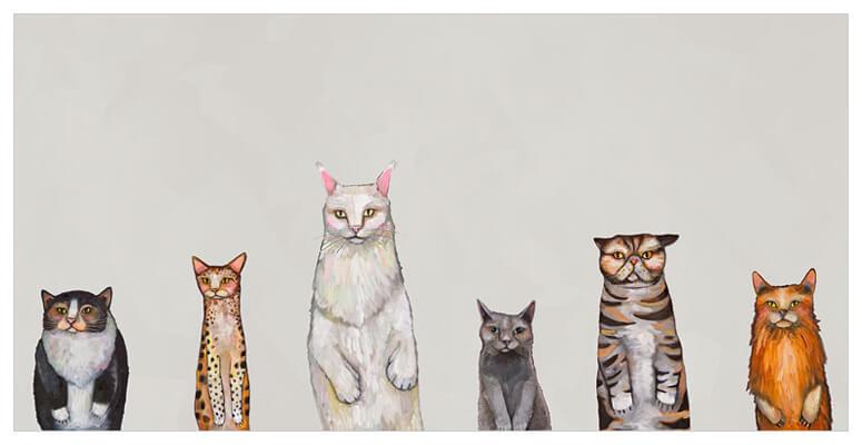 Cats Cats Cats in Gray - Canvas Giclée Print