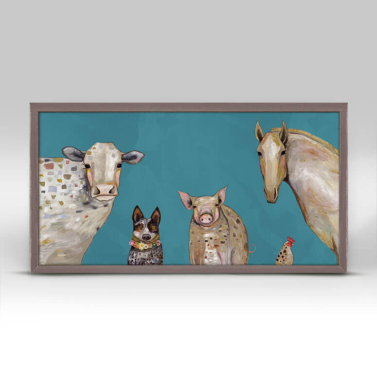 Cattle Dog and Crew - Teal Mini Print 10"x5"