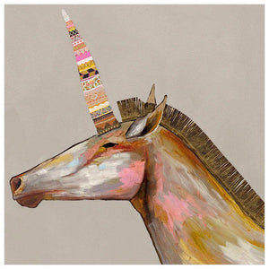 Unicorn With Leather Mane in Champagne - Canvas Giclée Print
