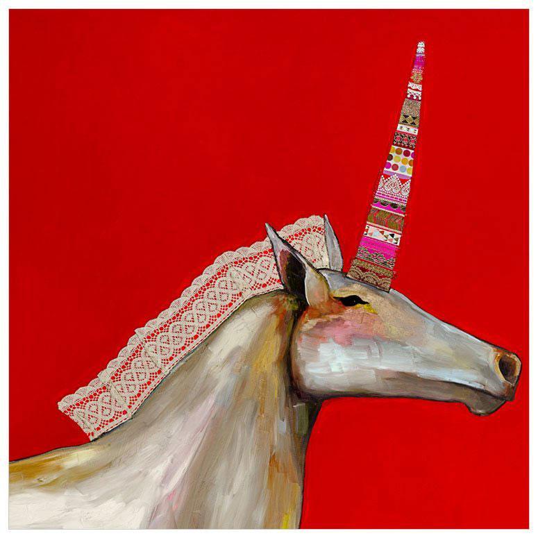 Unicorn With Lace Mane - Canvas Giclée Print
