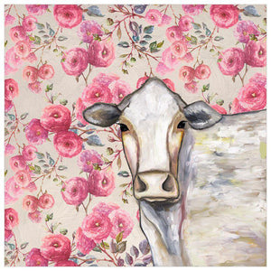 Cow Floral - Canvas Giclée Print