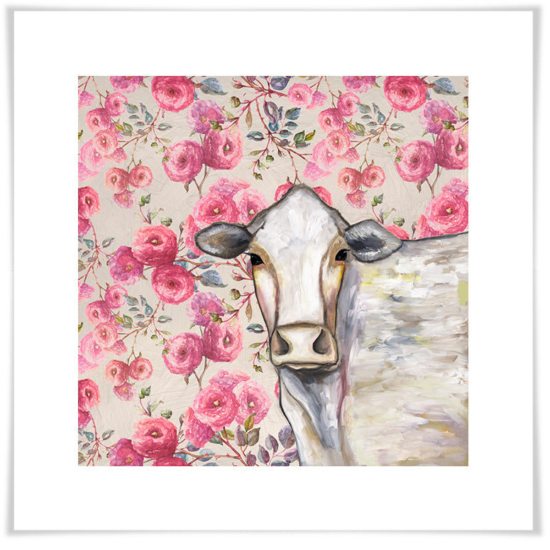 Cow Floral - Paper Giclée Print
