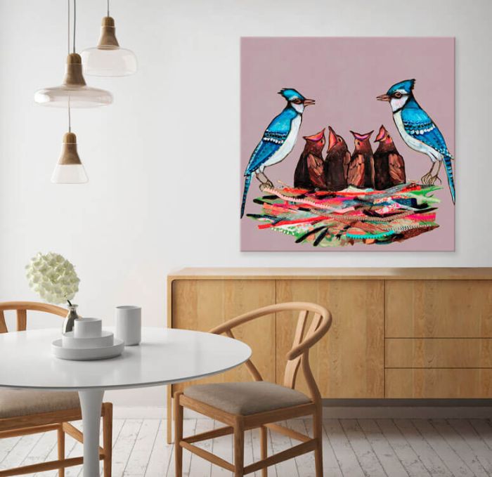 Cowbirds and Nest - Canvas Giclée Print