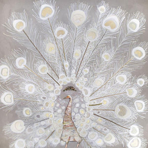 White Velvet Peacock - Canvas Giclée Print