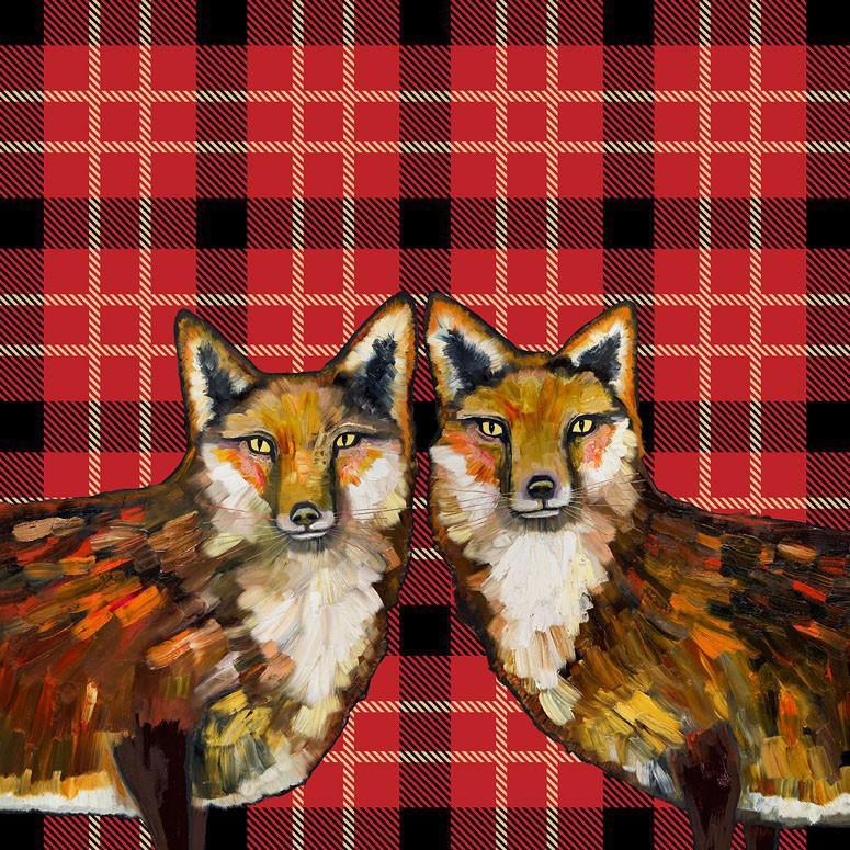 Fox Duo Tartan - Canvas Giclée Print