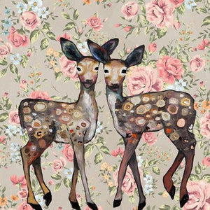 Dancing Deer Floral - Canvas Giclée Print