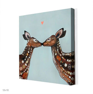 Deer Love Heart - Canvas Giclée Print