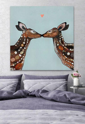 Deer Love Heart - Canvas Giclée Print