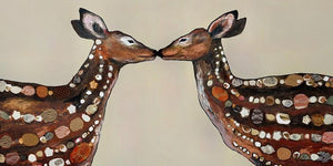 Deer Love on Cream - Canvas Giclée Print