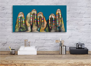 Designer Walruses on Marine Blue - Canvas Giclée Print