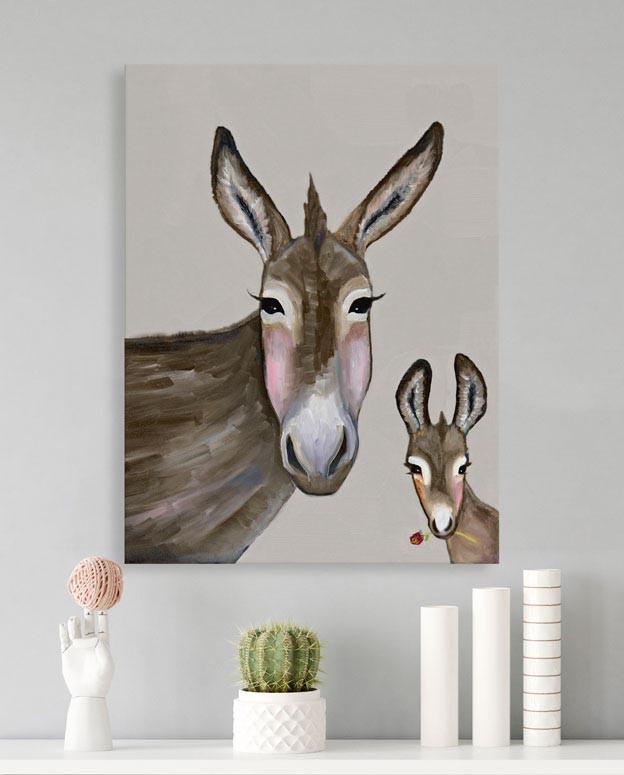 Donkey and Baby - Canvas Giclée Print