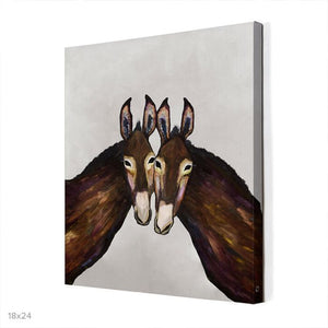 Donkey Duo in Soft Pewter - Canvas Giclée Print