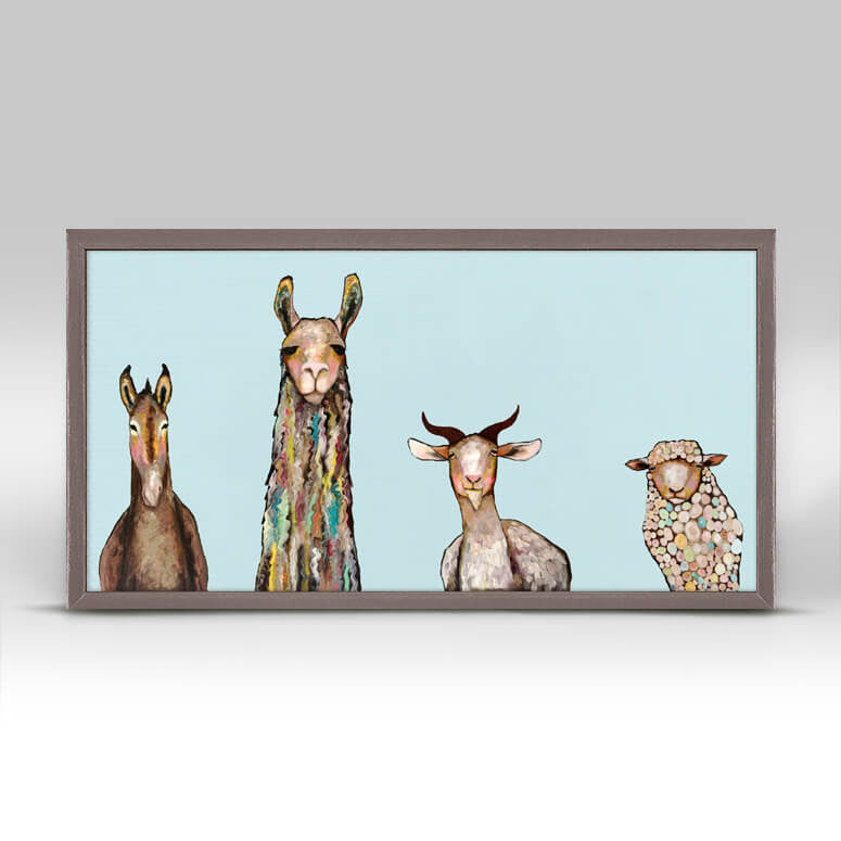Donkey Llama Goat Sheep - Sky Blue Mini Print 10"x5"