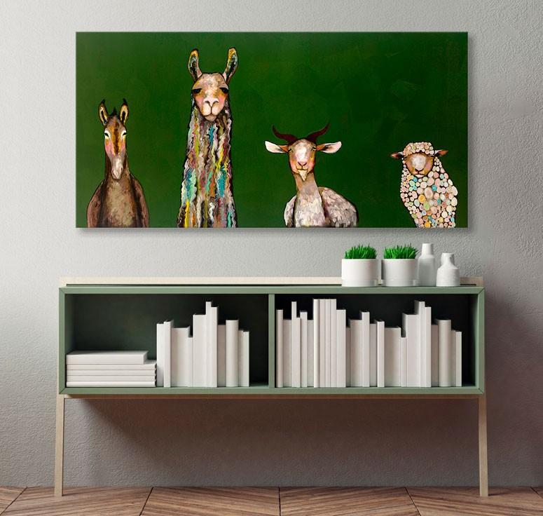 Donkey, Llama, Goat, Sheep - Canvas Giclée Print