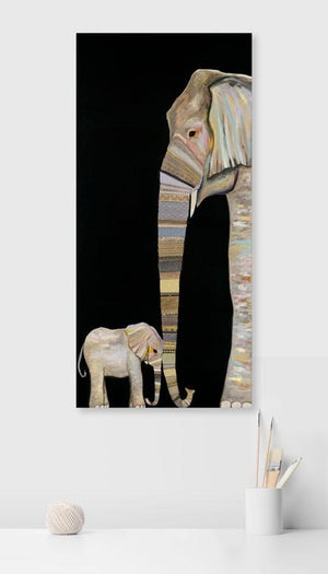 Elephant Baby and Mama - Canvas Giclée Print