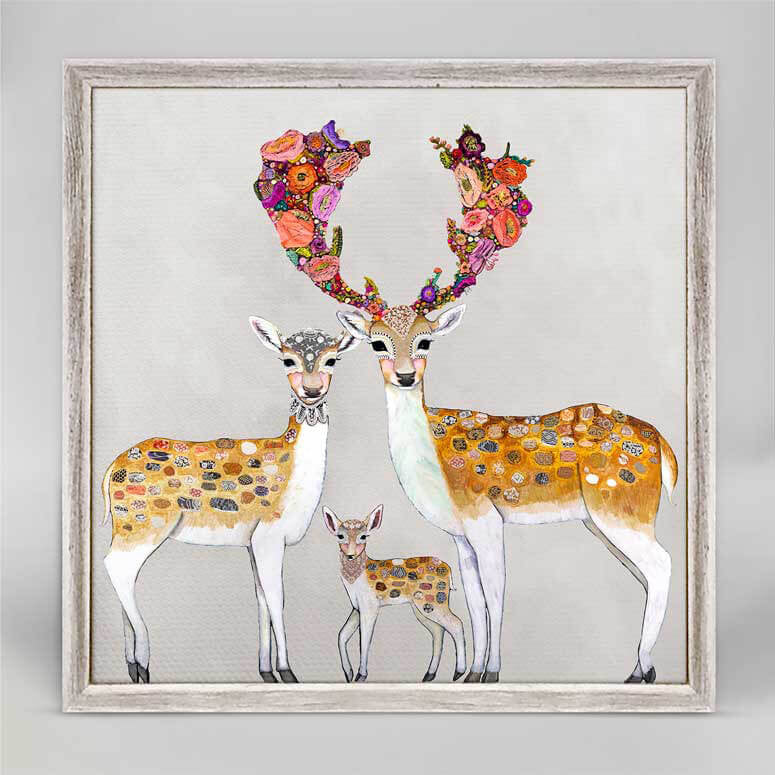 Fallow Deer Family - Neutral Mini Print 6"x6"