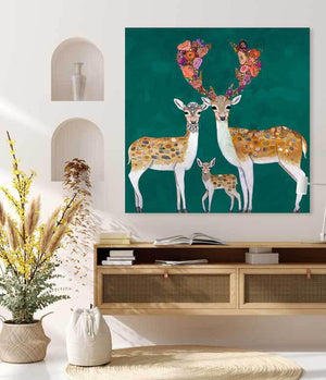 Fallow Deer Family - Canvas Giclée Print